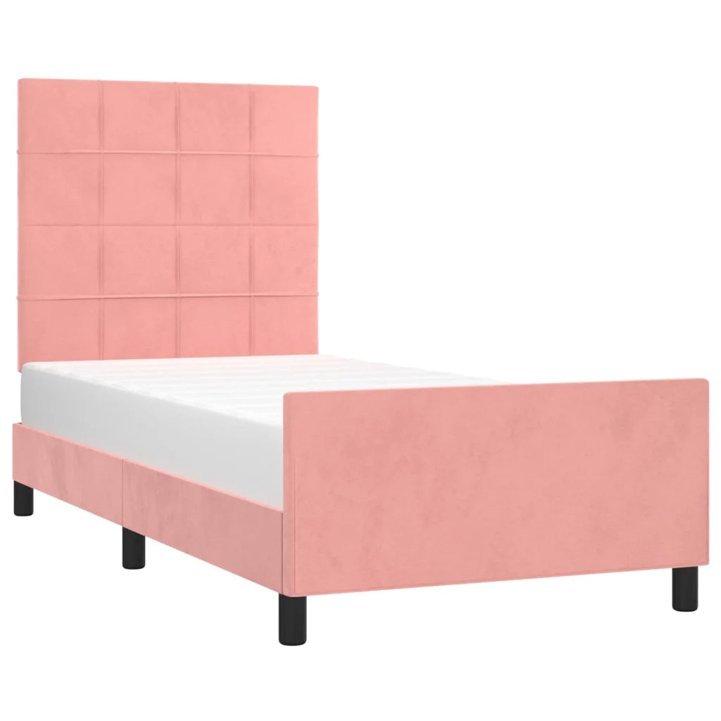 Giroletto con Testiera-Struttura Letto con testiera Rosa 80x200 cm in Velluto 541023