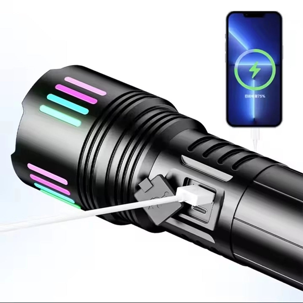 Trade Shop - Torcia In Lega Di Alluminio Luce Potente Led Elettrica Portatile Ricaricabile Zoom L660 -