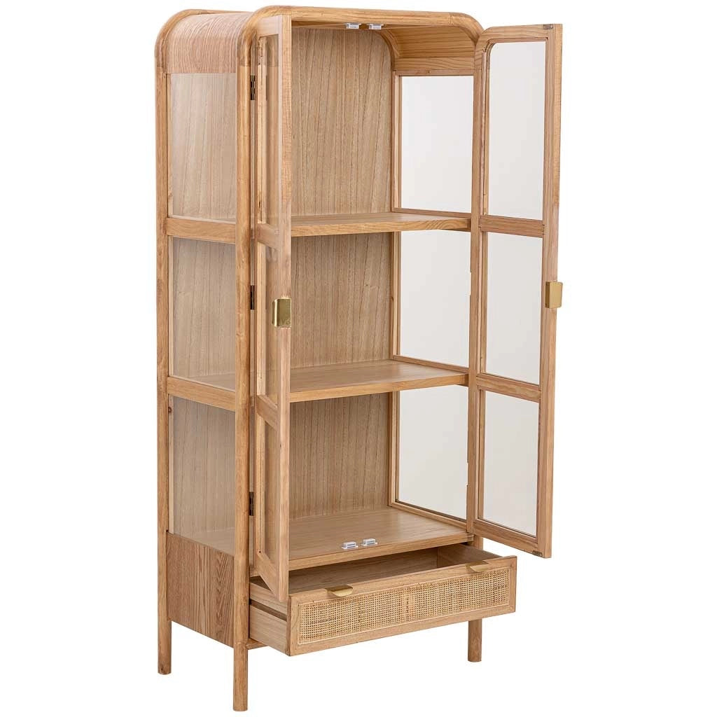 Vetrina in legno e rattan marrone 72x40.5x160h cm