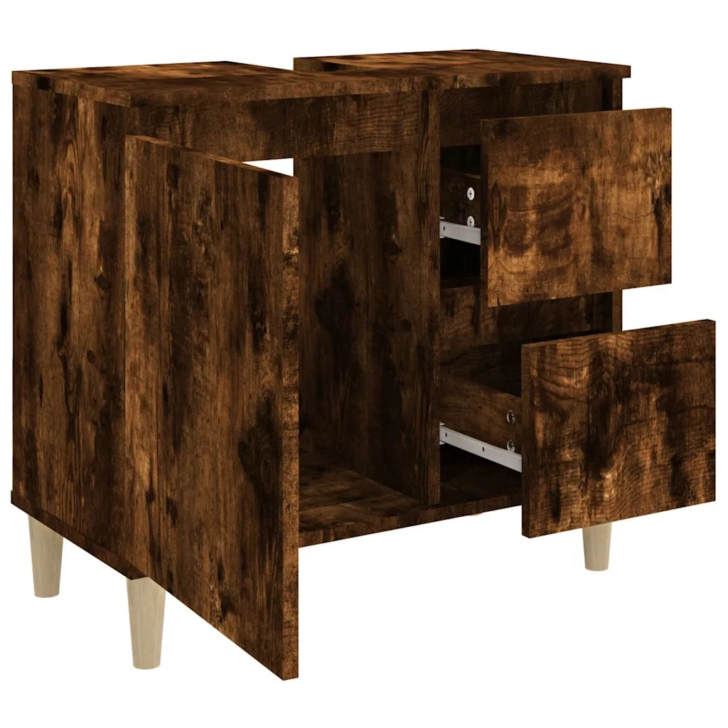 Armadietto Bagno | Armadio da bagno Rovere Fumo 65x33x60 cm in Legno Multistrato