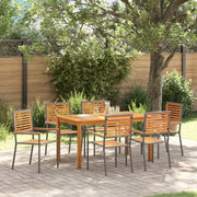 Set da Pranzo da Giardino  7 Pezzi Grigio Poli Rattan Acacia