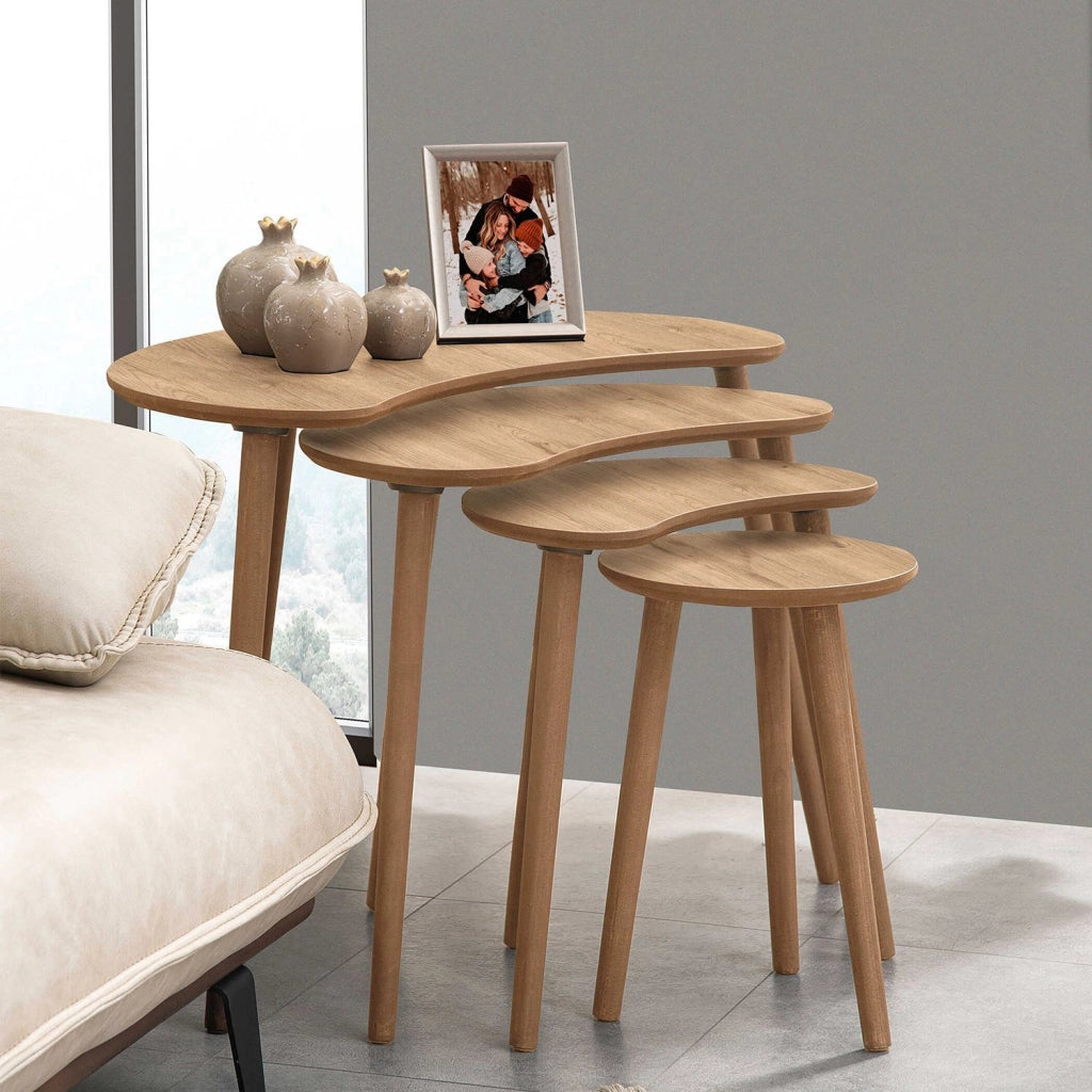 Tavolo nido in legno "Moon" (4 pezzi) 40 x 75 x 55 cm - Rovere