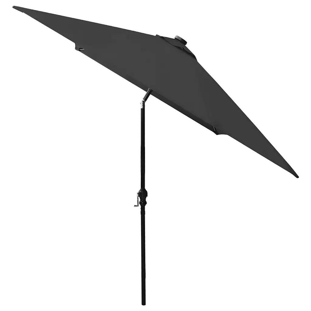 Ombrellone a Sbalzo con Palo in Acciaio e LED-Ombrello da giardino Nero 2x3 m