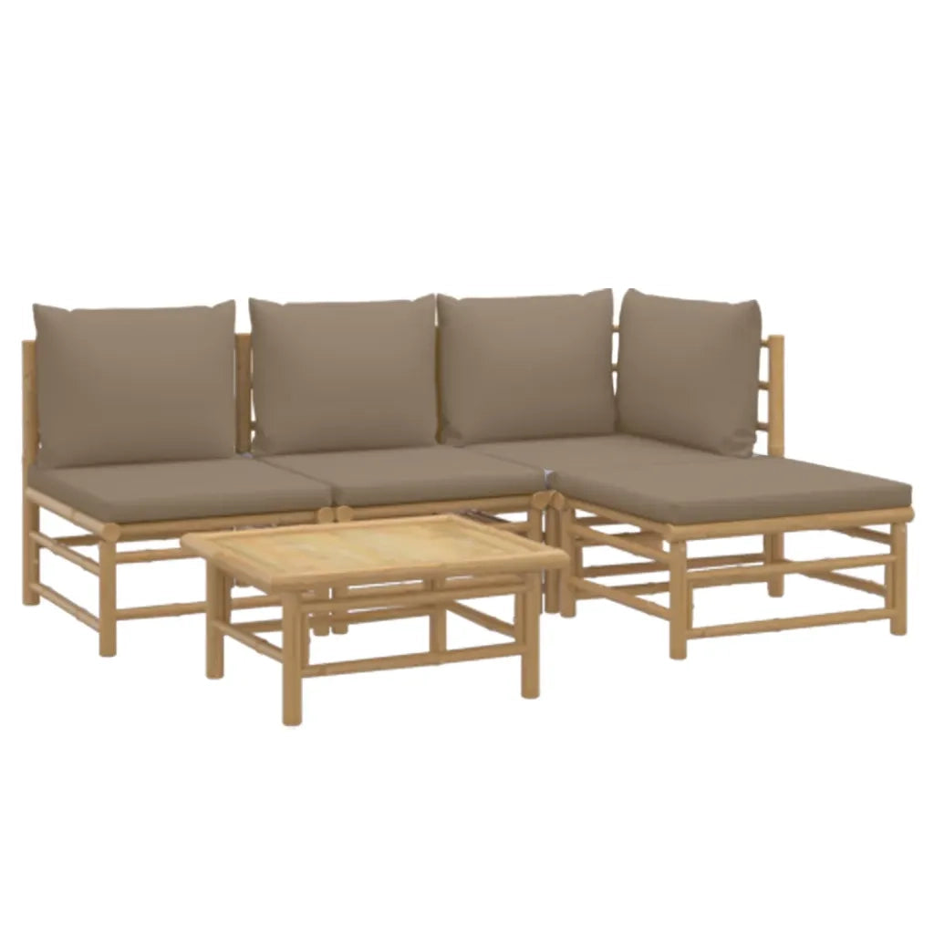 Set Salotto da Giardino 5pz con Cuscini Tortora BambÃ¹