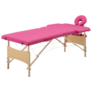 Lettino da massaggio pieghevole Lettino da massaggio Panca Divano Terapia estetica Portatile professionale Shiatsu Reiki 2 zone Legno Rosa 02_0001817