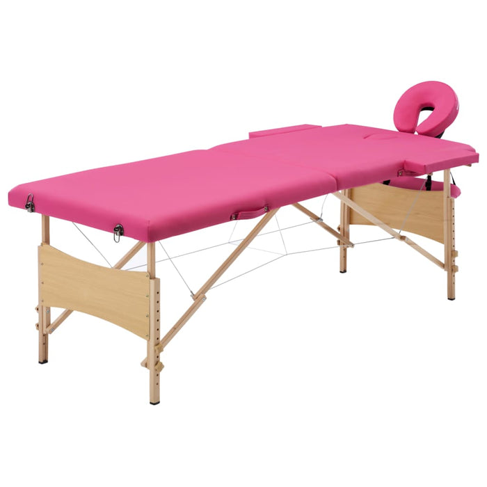 Lettino da massaggio pieghevole Lettino da massaggio Panca Divano Terapia estetica Portatile professionale Shiatsu Reiki 2 zone Legno Rosa 02_0001817