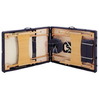 Lettino da Massaggio Pieghevole a 3 Sezioni in Legno Viola 110189