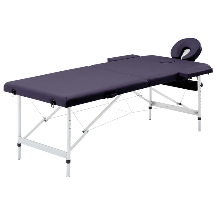 Lettino da massaggio pieghevole lettino da massaggio panca divano terapia cosmetica portatile professionale shiatsu reiki 2 zone alluminio viola 02_0001810