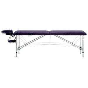 Lettino da massaggio pieghevole lettino da massaggio panca divano terapia cosmetica portatile professionale shiatsu reiki 2 zone alluminio viola 02_0001810