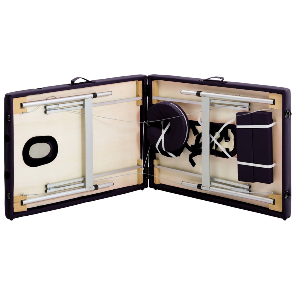 Lettino da massaggio pieghevole lettino da massaggio panca divano terapia cosmetica portatile professionale shiatsu reiki 2 zone alluminio viola 02_0001810