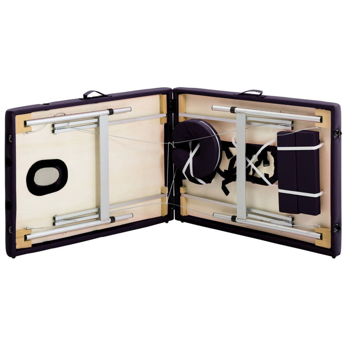 Lettino da massaggio pieghevole lettino da massaggio panca divano terapia cosmetica portatile professionale shiatsu reiki 2 zone alluminio viola 02_0001810