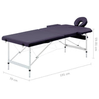 Lettino da massaggio pieghevole lettino da massaggio panca divano terapia cosmetica portatile professionale shiatsu reiki 2 zone alluminio viola 02_0001810