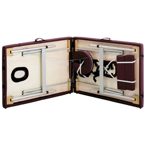 Lettino da Massaggio a 2 Sezioni in Alluminio Viola Vino