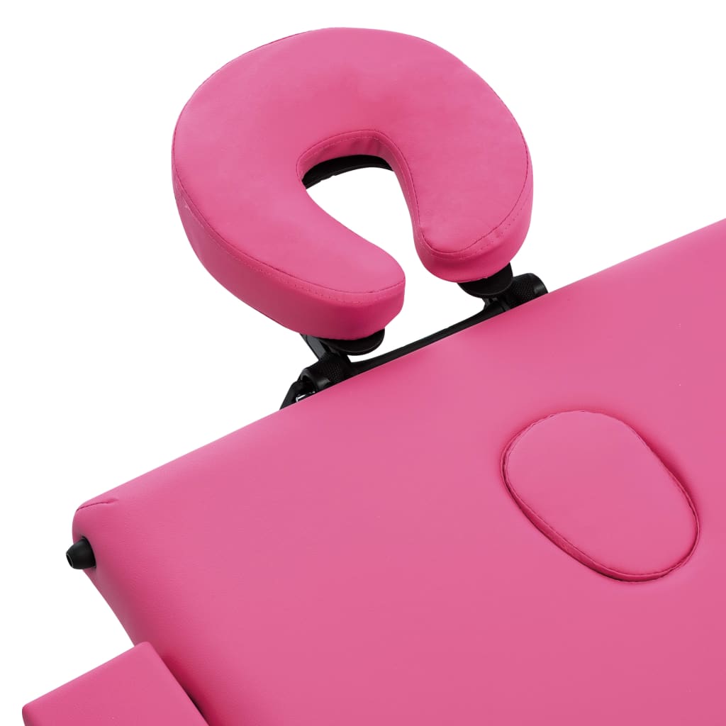 Lettino da Massaggio a 3 Sezioni in Alluminio Rosa 110197