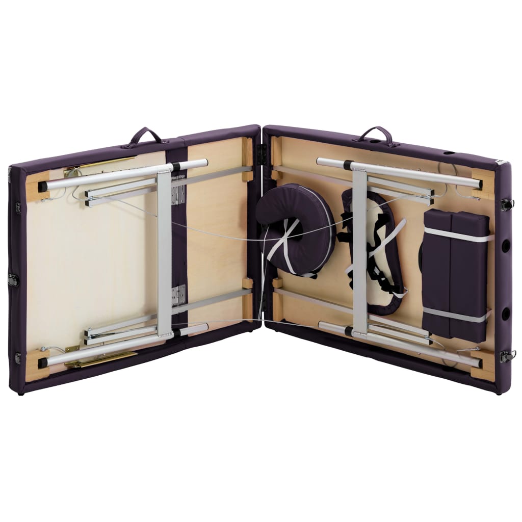 Lettino da Massaggio a 3 Sezioni in Alluminio Viola 110198