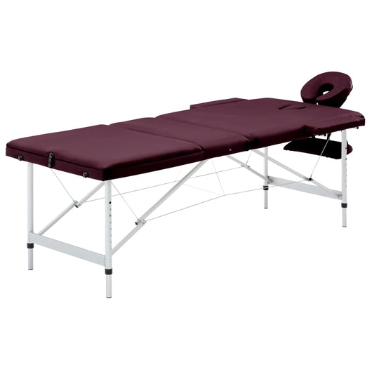Lettino da massaggio pieghevole lettino da massaggio panca divano terapia cosmetico portatile professionale Shiatsu Reiki 3 zone alluminio viola 02_0001829