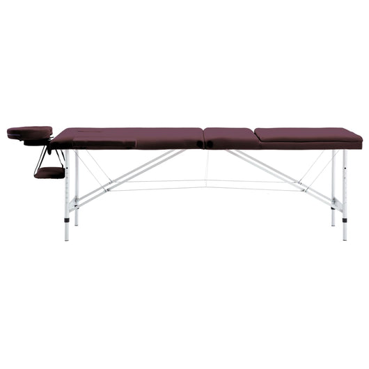 Lettino da massaggio pieghevole lettino da massaggio panca divano terapia cosmetico portatile professionale Shiatsu Reiki 3 zone alluminio viola 02_0001829