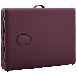 Lettino da Massaggio a 3 Sezioni in Alluminio Viola Vino