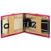 Lettino Massaggio Pieghevole a 2 Sezioni Legno Nero e Rosa 110208