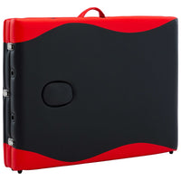 Lettino da Massaggio Pieghevole a 3 Sezioni Legno Nero e Rosso 110214