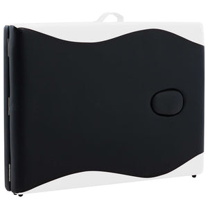 Lettino Massaggio Pieghevole 2 Zone in Alluminio Nero e Bianco 110228