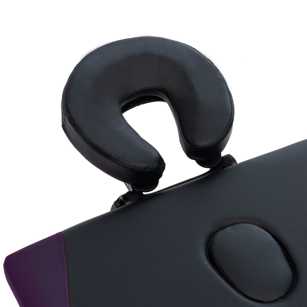 Lettino Massaggio Pieghevole 2 Zone in Alluminio Nero e Viola 110231