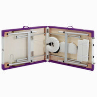 Lettino Massaggio Pieghevole 3 Zone in Alluminio Bianco e Viola 110241