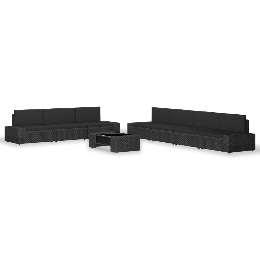 Set Divani da Giardino 8 pz in Polyrattan Nero cod mxl 39670