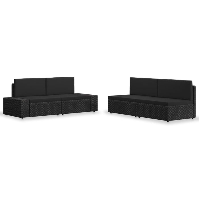 Set Divani da Giardino 4 pz in Polyrattan Nero cod mxl 39697
