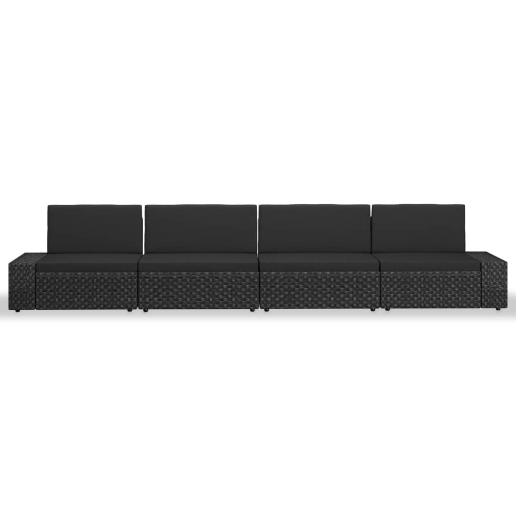 Set Divani da Giardino 4 pz in Polyrattan Nero 3054581
