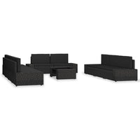 Set Divani da Giardino 10 pz in Polyrattan Nero cod mxl 39672