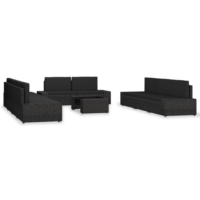 Set Divani da Giardino 10 pz in Polyrattan Nero cod mxl 39672