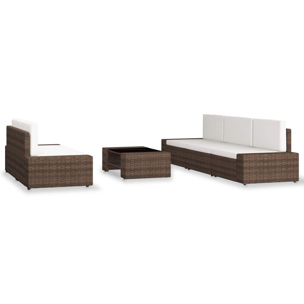 Set Divani da Giardino 6 pz in Polyrattan Marrone 3054588