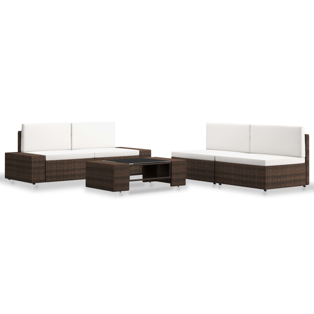 Set Divani da Giardino 5 pz in Polyrattan Marrone cod mxl 39699