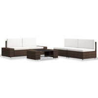 Set Divani da Giardino 5 pz in Polyrattan Marrone cod mxl 39699