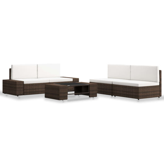 Set Divani da Giardino 5 pz in Polyrattan Marrone cod mxl 39699