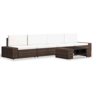Set Divani da Giardino 5 pz in Polyrattan Marrone cod mxl 39699
