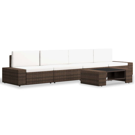 Set Divani da Giardino 5 pz in Polyrattan Marrone cod mxl 39699