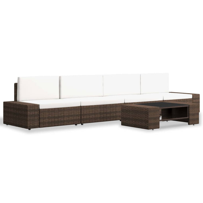 Set Divani da Giardino 5 pz in Polyrattan Marrone cod mxl 39699