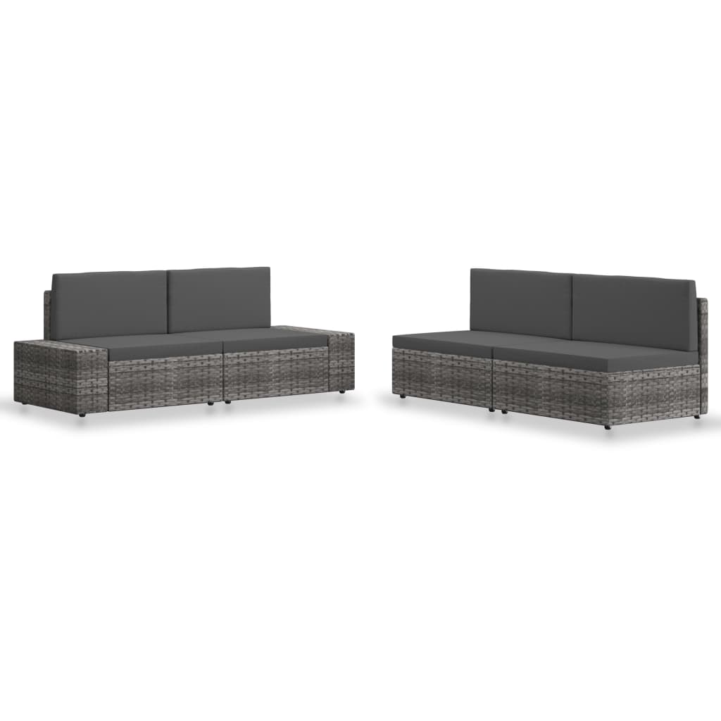 Set Divani da Giardino 4 pz in Polyrattan Grigio cod mxl 44495