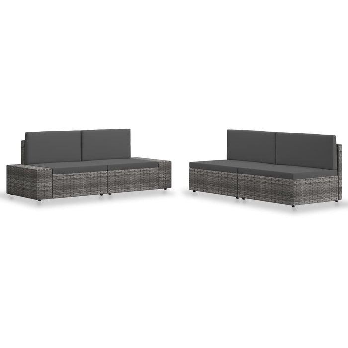 Set Divani da Giardino 4 pz in Polyrattan Grigio cod mxl 44495
