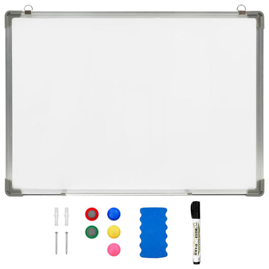 Lavagna magnetica per scuola casa ufficio cancellabile a secco 70 x 50 cm acciaio bianco 02_0045450