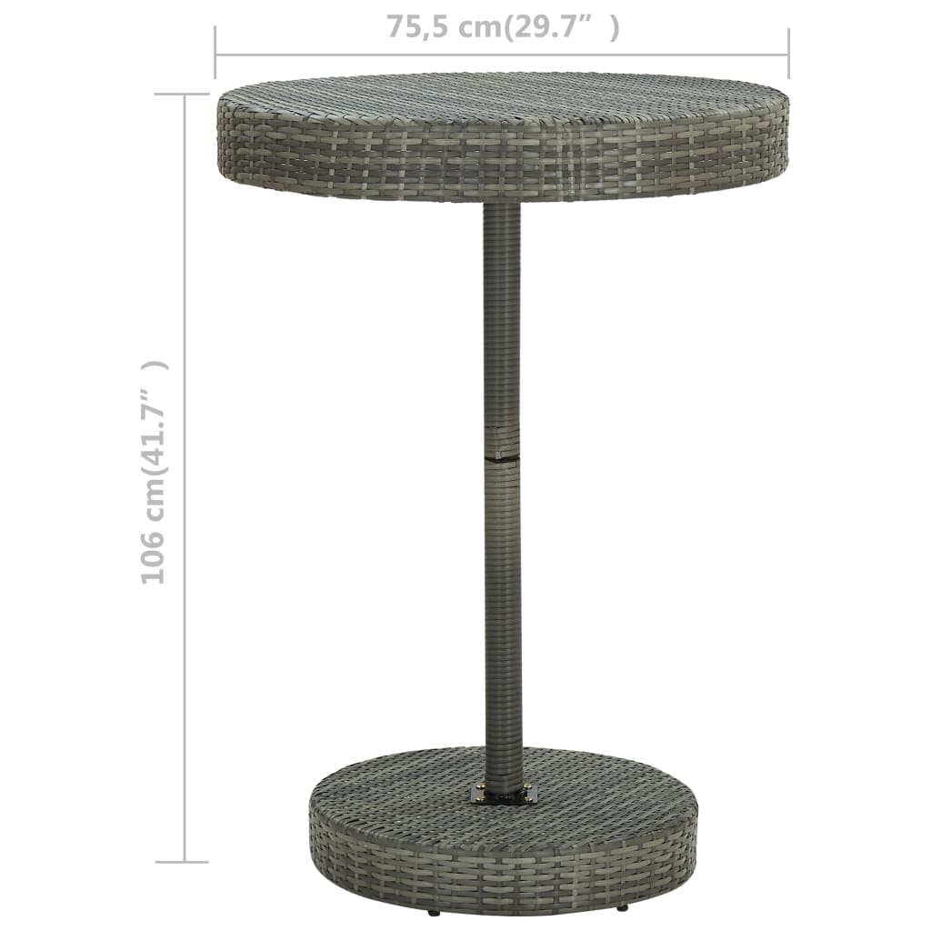 Tavolo da Giardino Grigio 75,5x106 cm in Polyrattan 45860