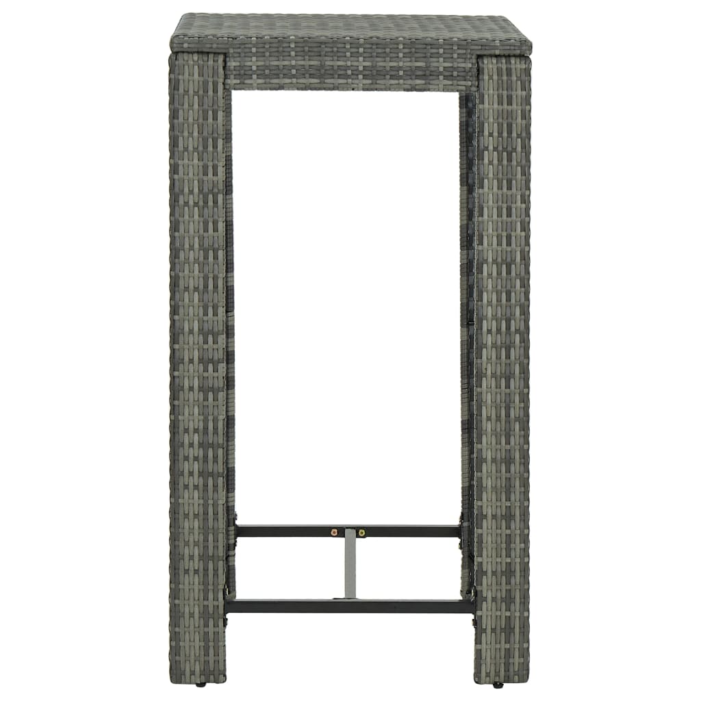 Tavolo da Bar da Giardino Grigio 60,5x60,5x110,5 cm Polyrattan cod mxl 52762