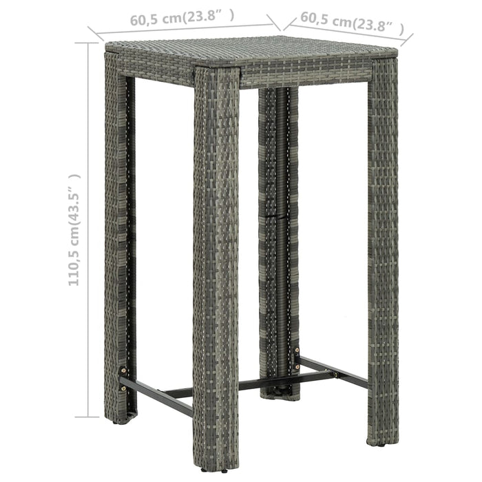 Tavolo da Bar da Giardino Grigio 60,5x60,5x110,5 cm Polyrattan cod mxl 52762