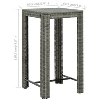 Tavolo da Bar da Giardino Grigio 60,5x60,5x110,5 cm Polyrattan 45872