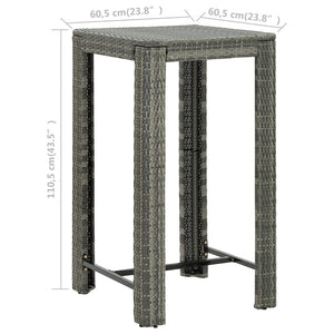 Tavolo da Bar da Giardino Grigio 60,5x60,5x110,5 cm Polyrattan 45872