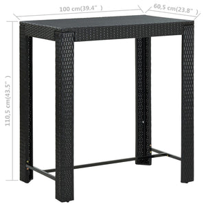 Tavolo da Bar da Giardino Nero 100x60,5x110,5 cm Polyrattan 45874