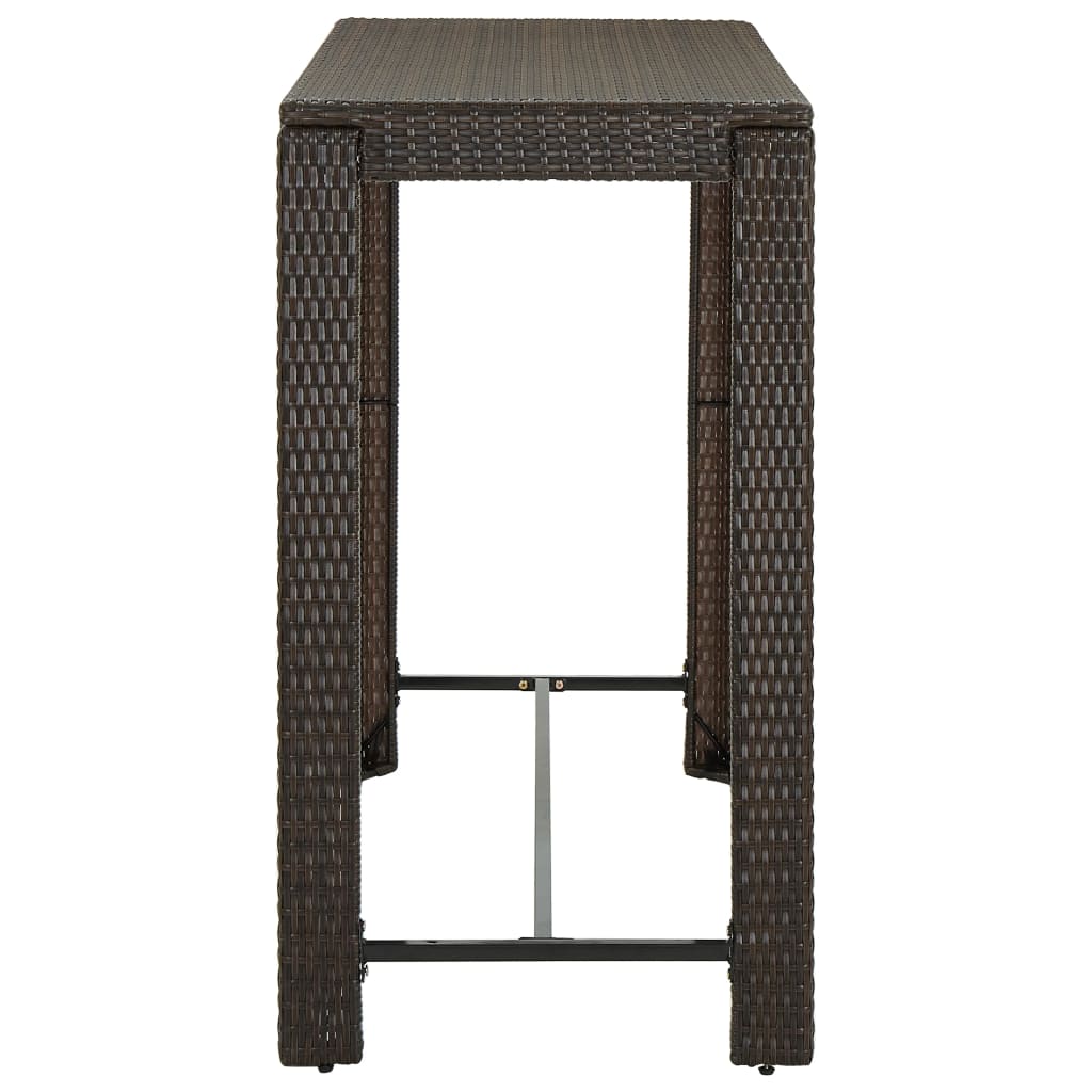 Tavolo Bar da Giardino Marrone 140,5x60,5x110,5 cm Polyrattan 45876