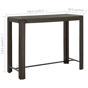 Tavolo Bar da Giardino Marrone 140,5x60,5x110,5 cm Polyrattan 45876